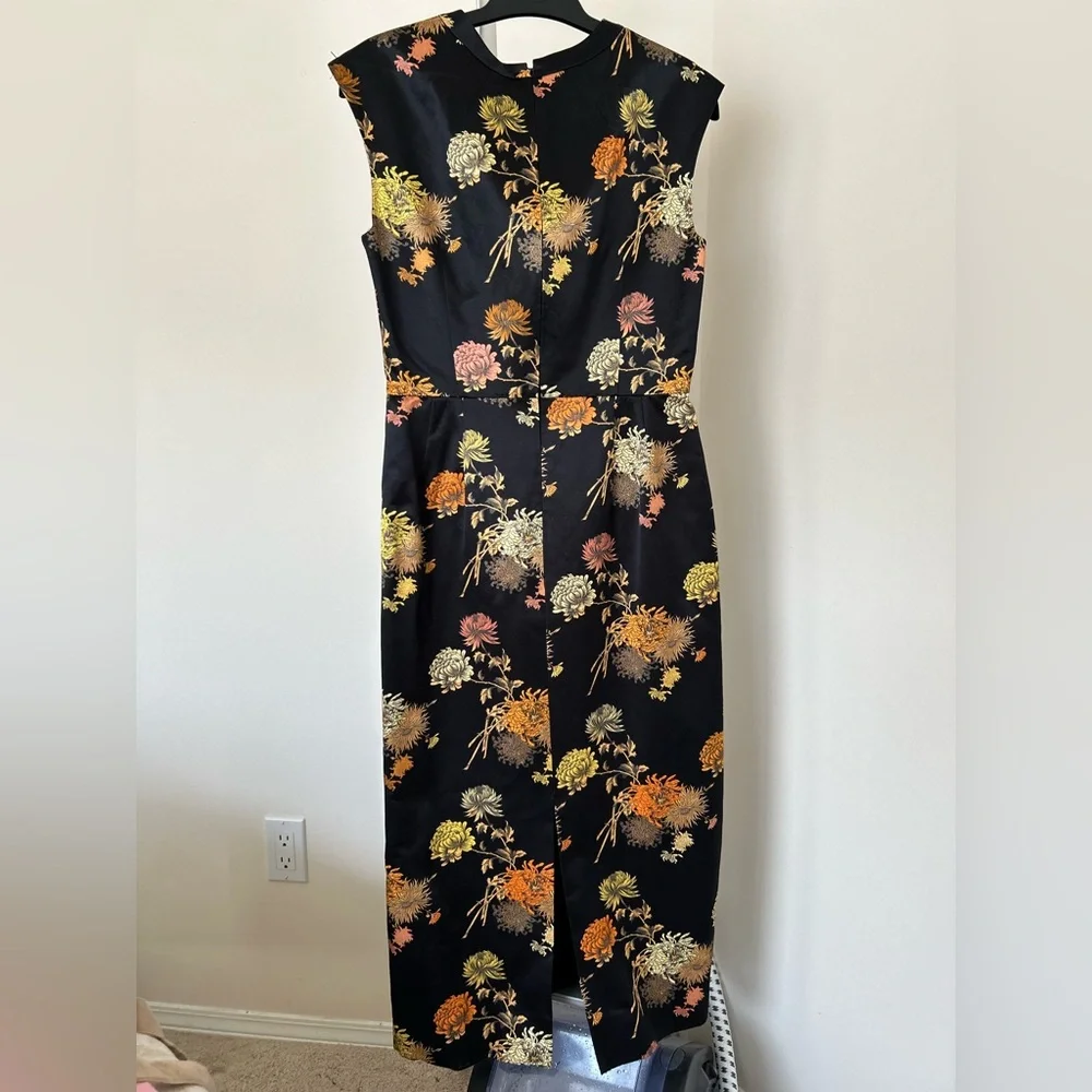 DRIES VAN NOTEN black orange Japonaise floral shift silk dress Size IT 38 - Picture 2 of 6